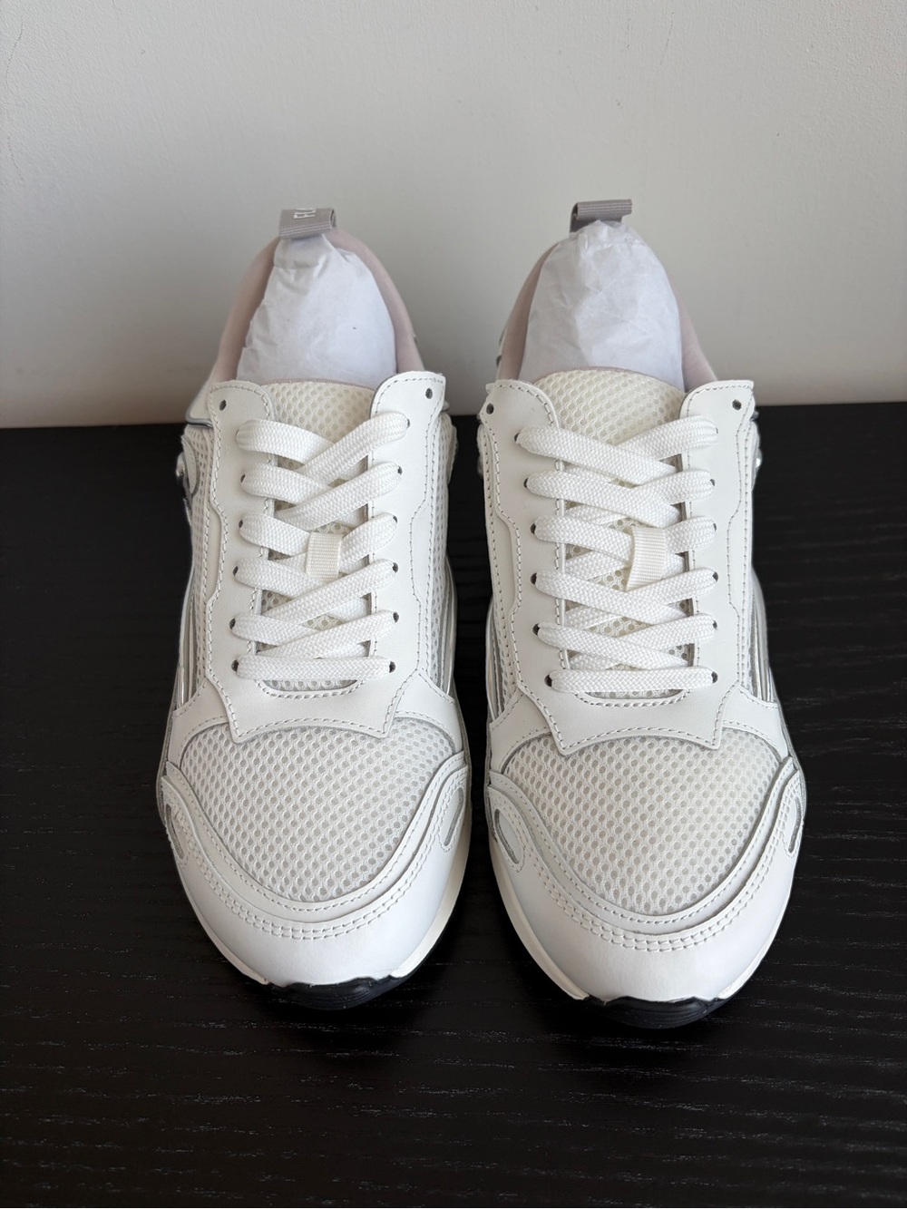 SANDRO Leather and Mesh Flame Sneakers